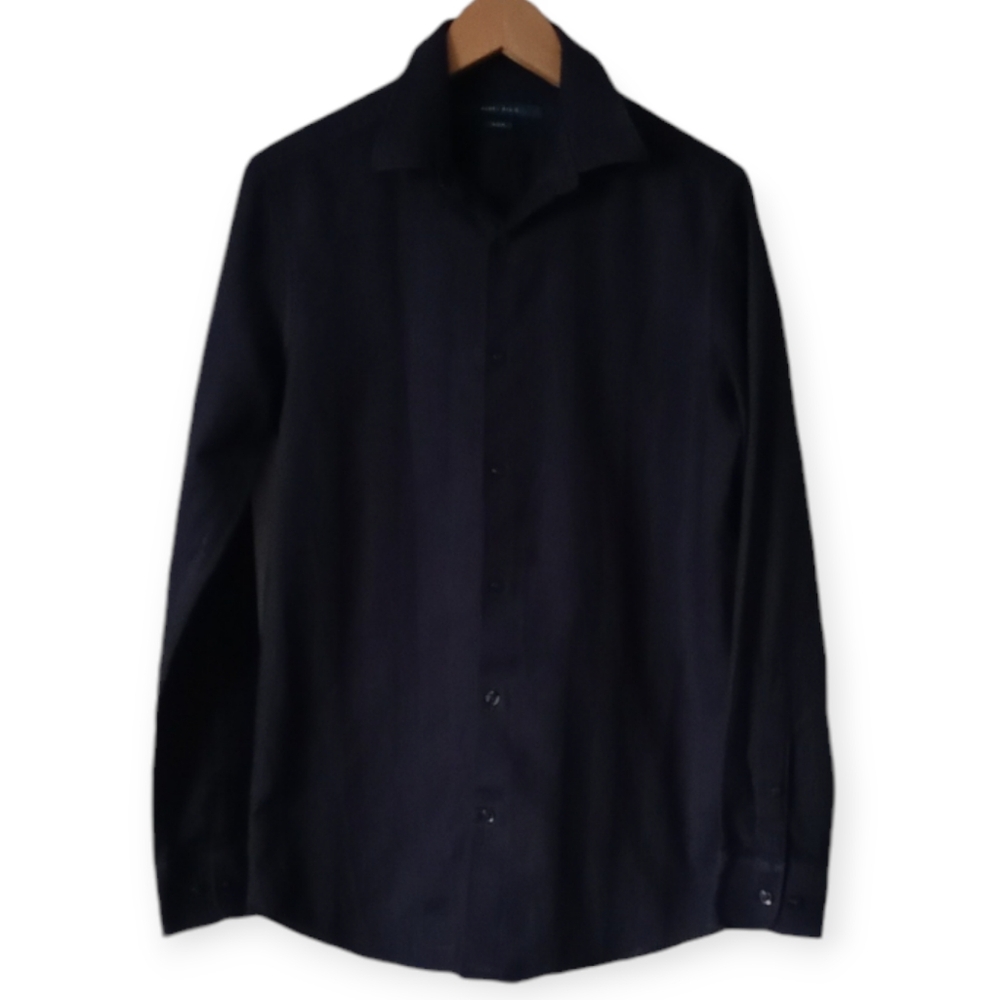 PERRY ELLIS SLIM FIT MEN'S BLUE STRIPED LONG SLEEVE BUTTON-UP SHIRT. SIZE S/P/CH